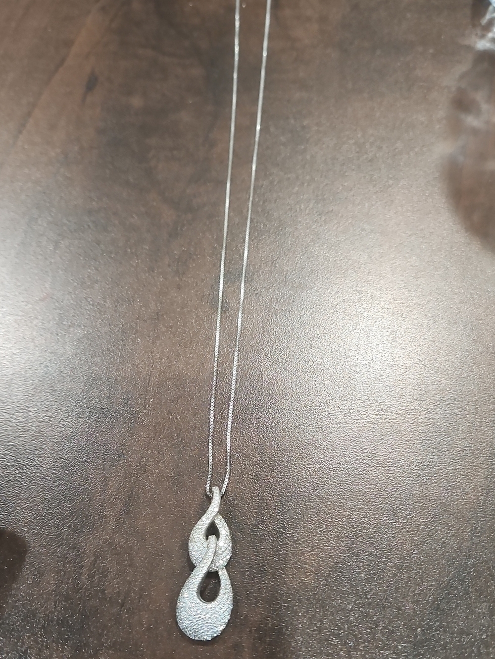 Silver Sparkle Teardrop Pendant Necklace - Women's Jewelry